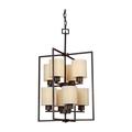 Forte Eight Light Antique Bronze Creamcolored Fabric Shade Open Frame Foyer 2570-08-32